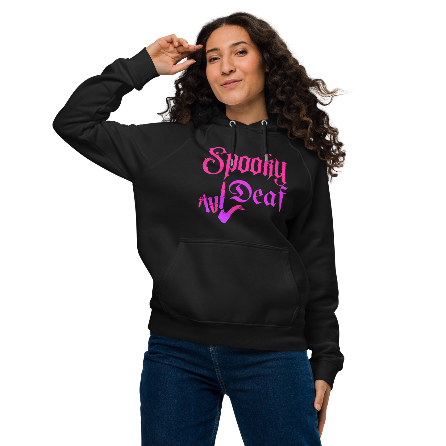 Spooky Deaf Unisex Eco Raglan Hoodie