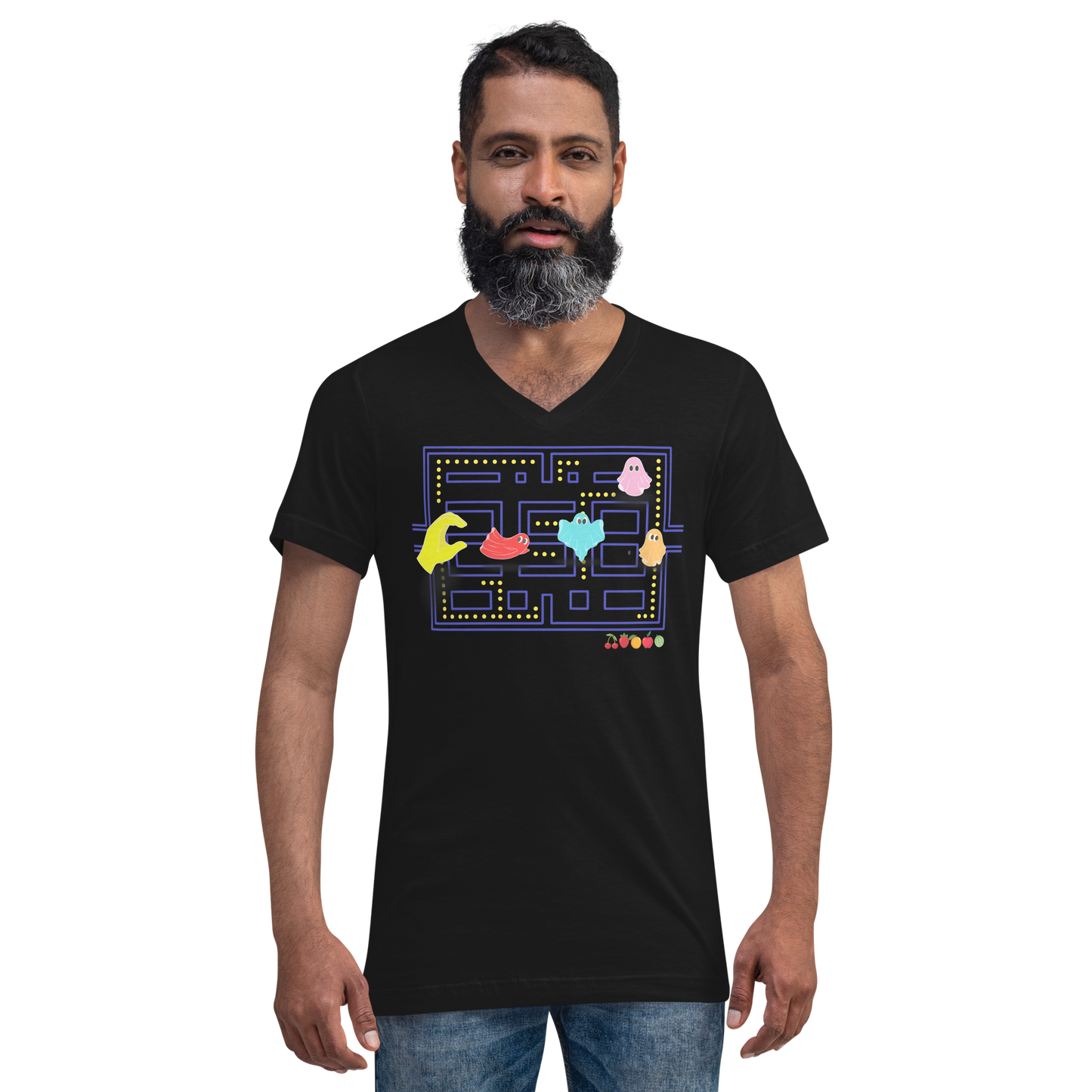 Pac-Man Unisex Short Sleeve V-Neck T-Shirt