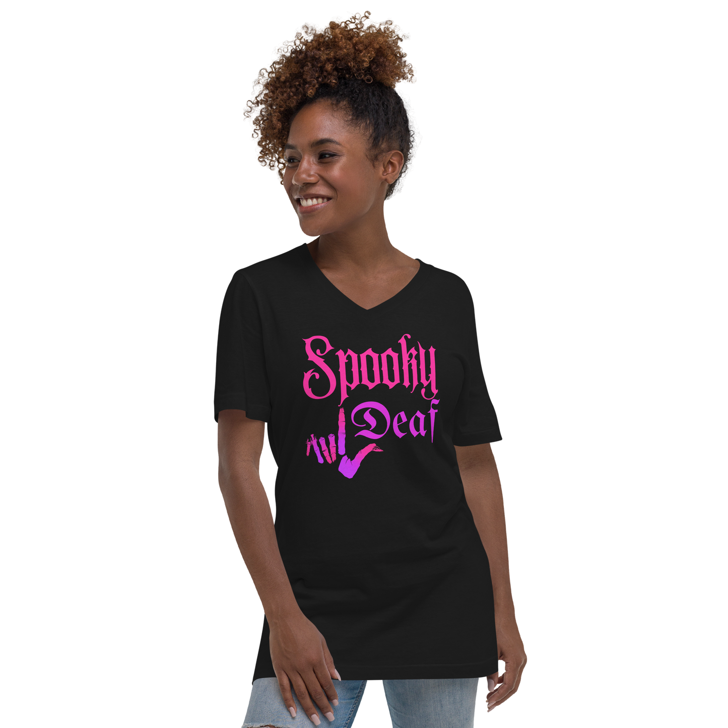 Spooky Deaf Unisex Short Sleeve V-Neck T-Shirt