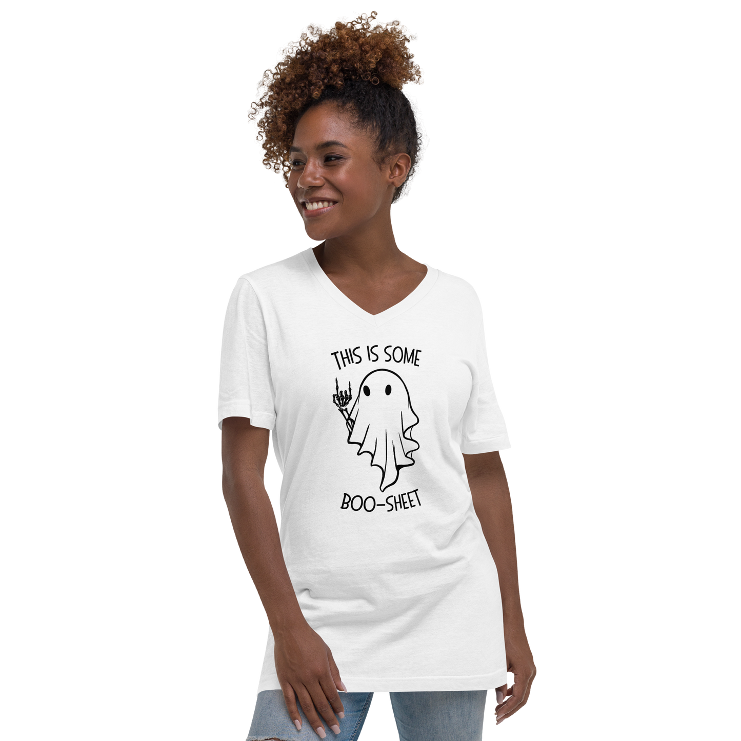 This Is Some Boo-Sheet Unisex Short Sleeve V-Neck T-Shirt