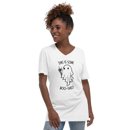 This Is Some Boo-Sheet Unisex Short Sleeve V-Neck T-Shirt