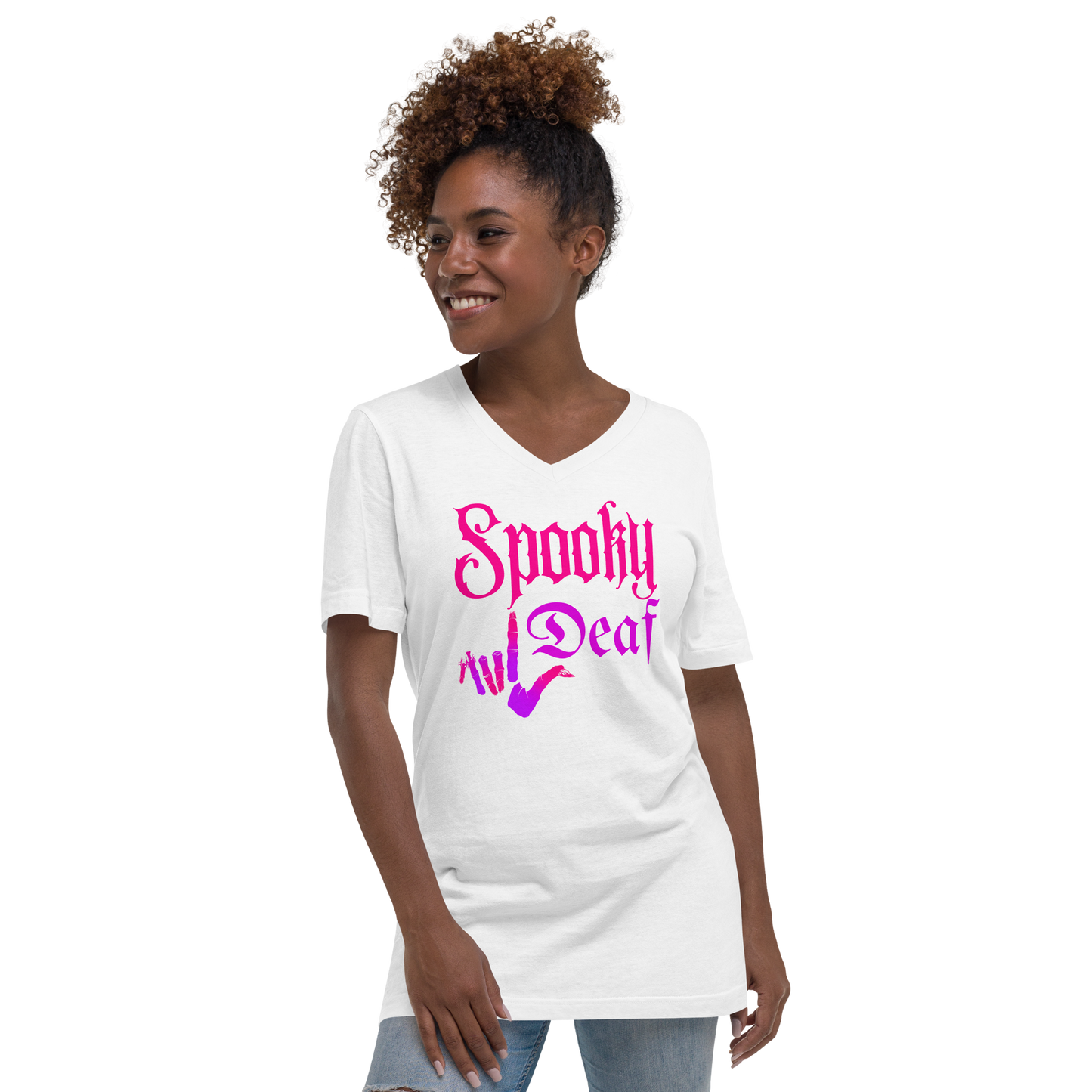 Spooky Deaf Unisex Short Sleeve V-Neck T-Shirt